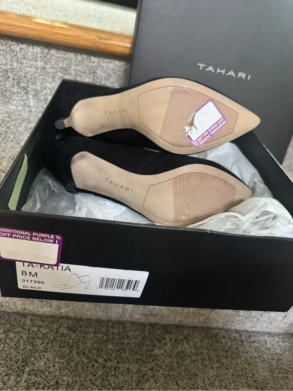 Tahari Black Suede Pointed-Toe Stiletto Booties - Women's NIB SZ 8M